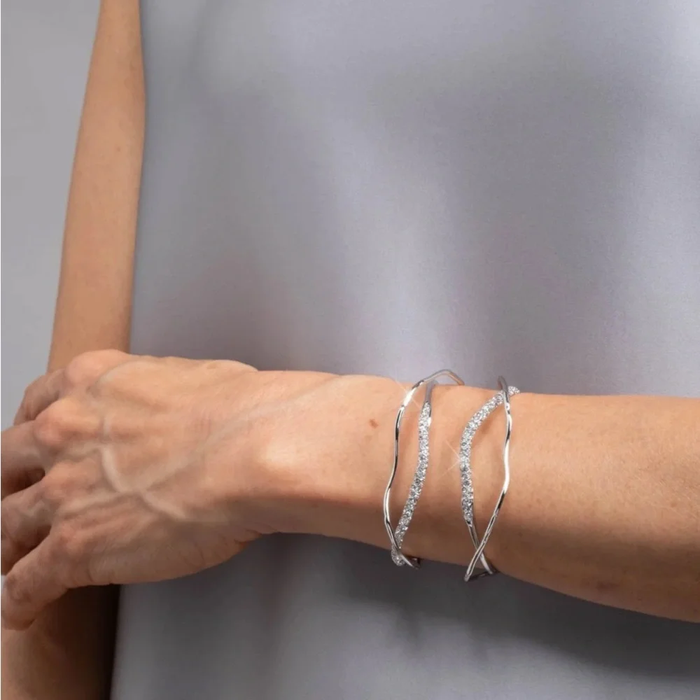 Alexis Bittar Solanales Silver Crystal Intertwined Cuff Bracelet
